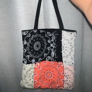 Patchwork Tote Bag - Black, White, Pink
